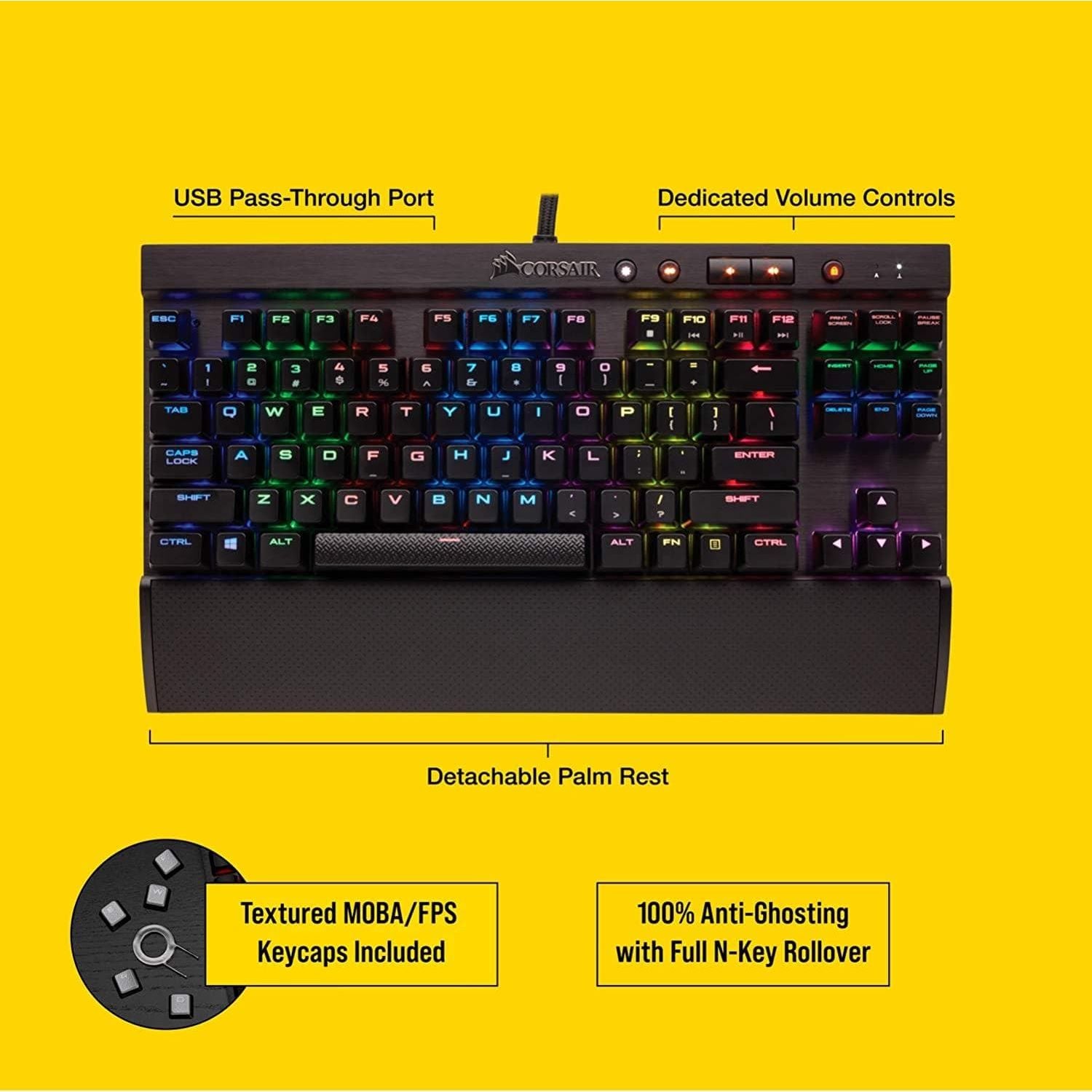 Buy Corsair,Corsair K65 RGB RAPIDFIRE Compact Mechanical Keyboard (CHERRY MX SPEED RGB, Aircraft-Grade Anodised Brushed Aluminium, 10 Keyless Design, Vibrant Multi-Colour LED Backlighting) QWERTY, Black - Gadcet.com | UK | London | Scotland | Wales| Ireland | Near Me | Cheap | Pay In 3 | Keyboards